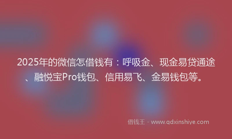 2025年的微信怎借钱有：呼吸金、现金易贷通途、融悦宝Pro钱包、信用易飞、金易钱包等。