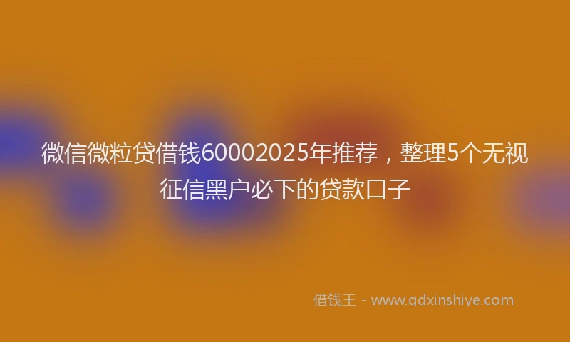 微信微粒贷借钱60002025年推荐，整理5个无视征信黑户必下的贷款口子