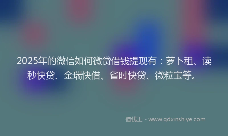 2025年的微信如何微贷借钱提现有：萝卜租、读秒快贷、金瑞快借、省时快贷、微粒宝等。
