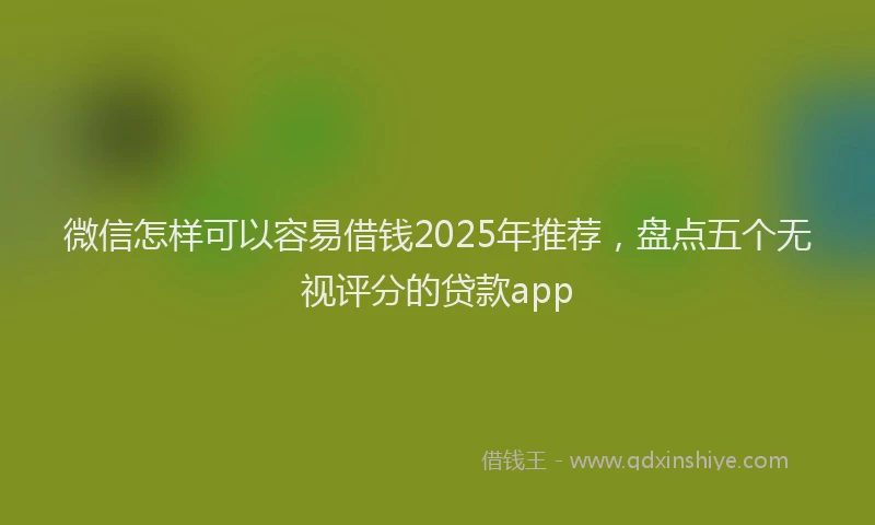 微信怎样可以容易借钱2025年推荐，盘点五个无视评分的贷款app