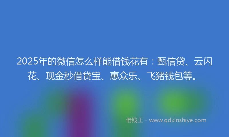 2025年的微信怎么样能借钱花有：甄信贷、云闪花、现金秒借贷宝、惠众乐、飞猪钱包等。
