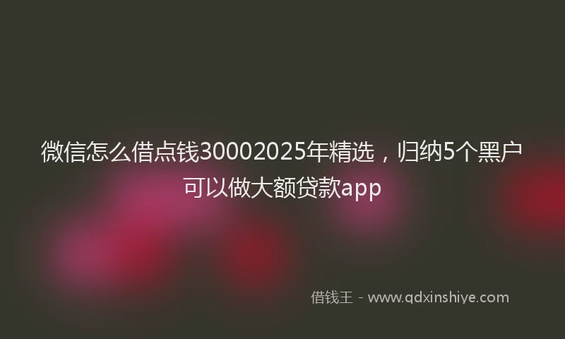 微信怎么借点钱30002025年精选，归纳5个黑户可以做大额贷款app