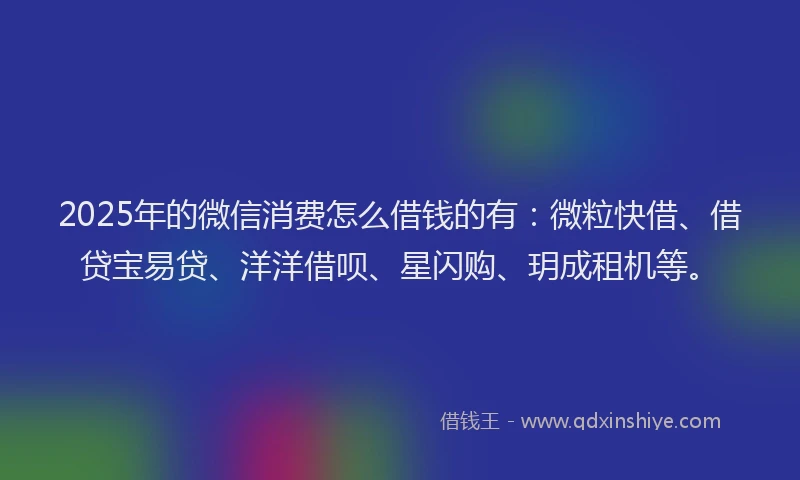2025年的微信消费怎么借钱的有：微粒快借、借贷宝易贷、洋洋借呗、星闪购、玥成租机等。