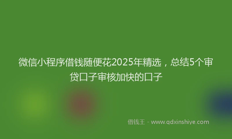 微信小程序借钱随便花2025年精选，总结5个审贷口子审核加快的口子