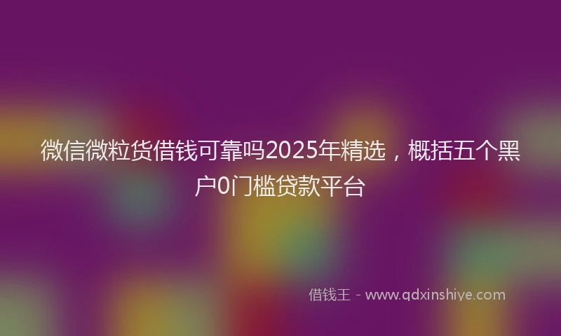 微信微粒货借钱可靠吗2025年精选，概括五个黑户0门槛贷款平台
