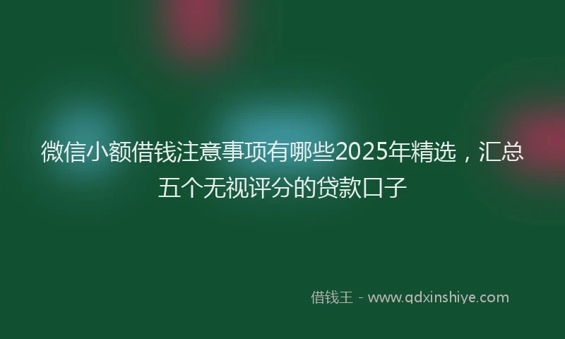 微信小额借钱注意事项有哪些2025年精选，汇总五个无视评分的贷款口子
