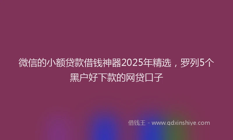 微信的小额贷款借钱神器2025年精选，罗列5个黑户好下款的网贷口子