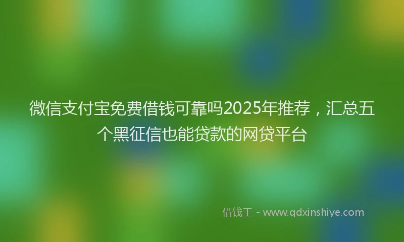 微信支付宝免费借钱可靠吗2025年推荐，汇总五个黑征信也能贷款的网贷平台