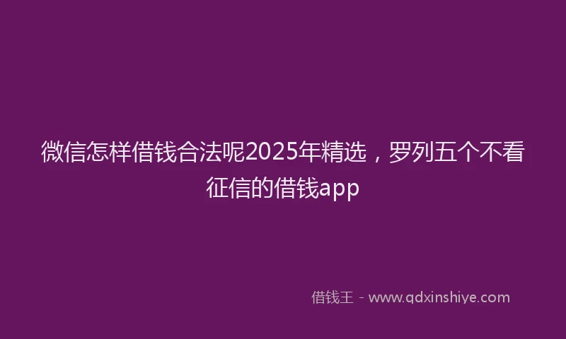 微信怎样借钱合法呢2025年精选，罗列五个不看征信的借钱app