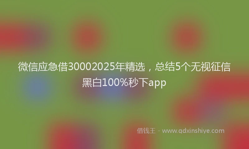 微信应急借30002025年精选，总结5个无视征信黑白100%秒下app
