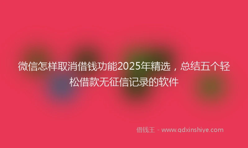 微信怎样取消借钱功能2025年精选，总结五个轻松借款无征信记录的软件