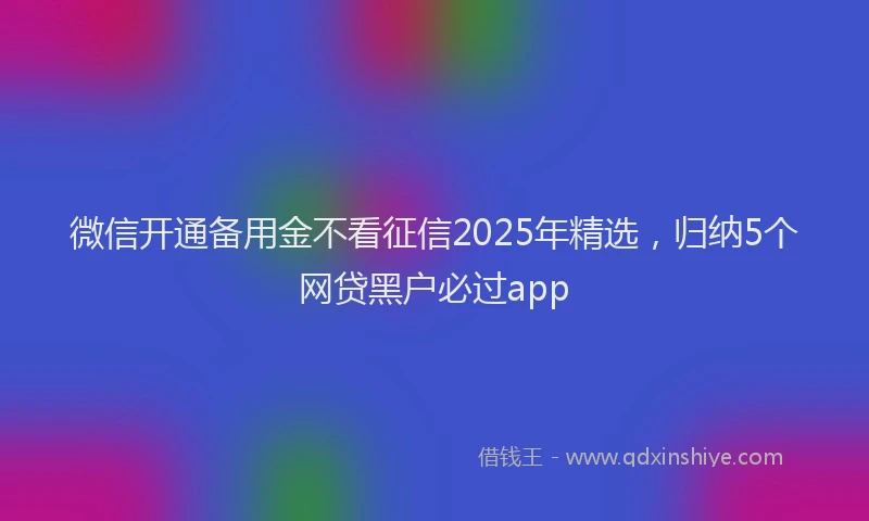 微信开通备用金不看征信2025年精选，归纳5个网贷黑户必过app