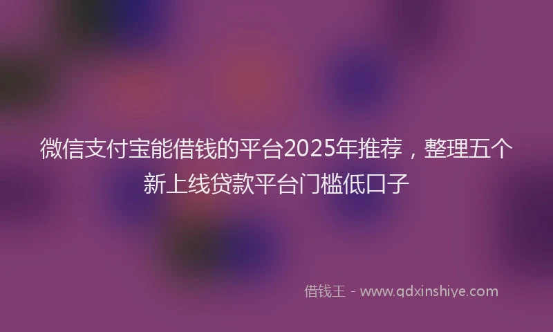 微信支付宝能借钱的平台2025年推荐，整理五个新上线贷款平台门槛低口子