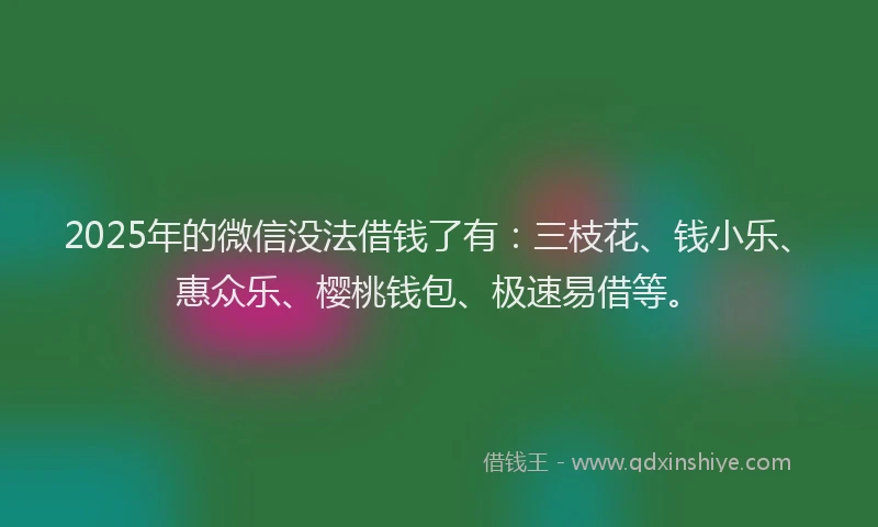 2025年的微信没法借钱了有：三枝花、钱小乐、惠众乐、樱桃钱包、极速易借等。