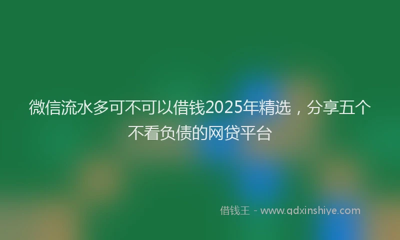 微信流水多可不可以借钱2025年精选，分享五个不看负债的网贷平台