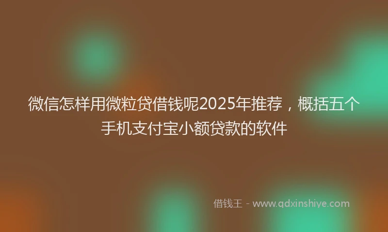 微信怎样用微粒贷借钱呢2025年推荐，概括五个手机支付宝小额贷款的软件
