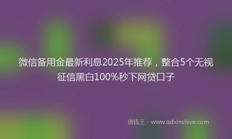 微信备用金最新利息2025年推荐，整合5个无视征信黑白100%秒下网贷口子