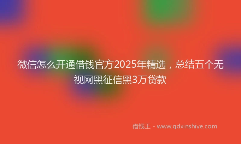 微信怎么开通借钱官方2025年精选，总结五个无视网黑征信黑3万贷款