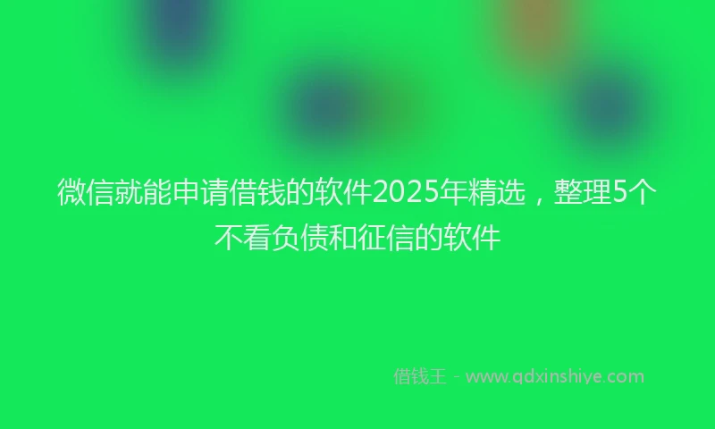 微信就能申请借钱的软件2025年精选，整理5个不看负债和征信的软件