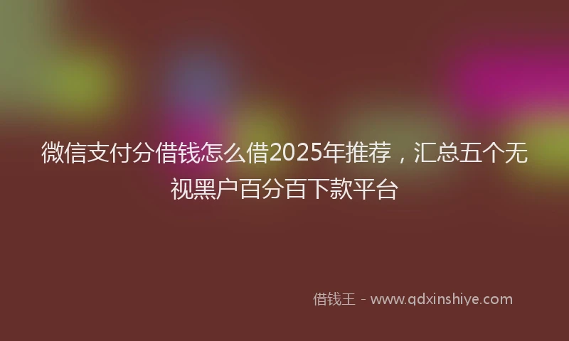 微信支付分借钱怎么借2025年推荐，汇总五个无视黑户百分百下款平台