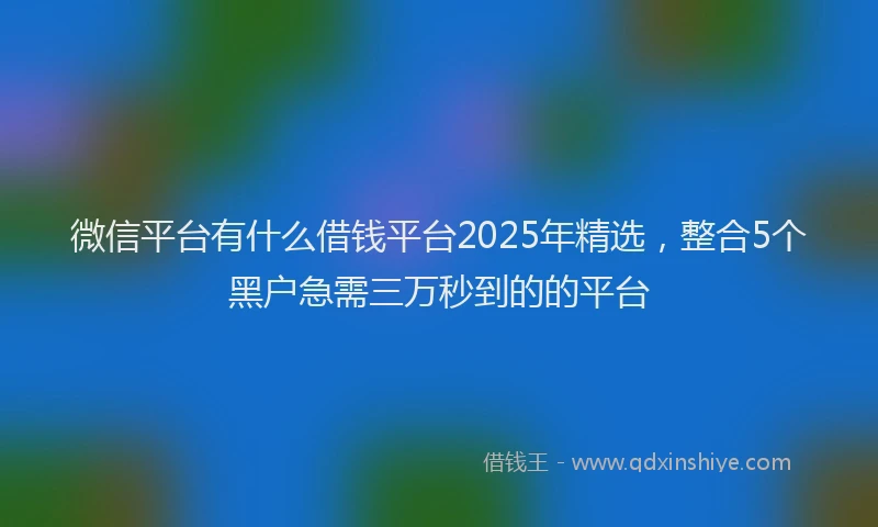 微信平台有什么借钱平台2025年精选，整合5个黑户急需三万秒到的的平台