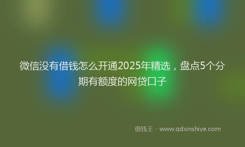 微信没有借钱怎么开通2025年精选，盘点5个分期有额度的网贷口子