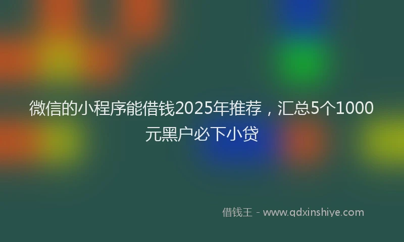 微信的小程序能借钱2025年推荐，汇总5个1000元黑户必下小贷