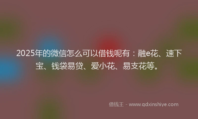 2025年的微信怎么可以借钱呢有：融e花、速下宝、钱袋易贷、爱小花、易支花等。