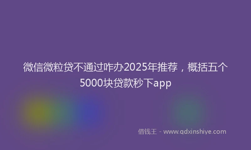 微信微粒贷不通过咋办2025年推荐，概括五个5000块贷款秒下app