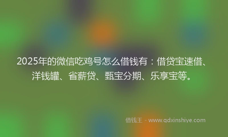 2025年的微信吃鸡号怎么借钱有：借贷宝速借、洋钱罐、省薪贷、甄宝分期、乐享宝等。