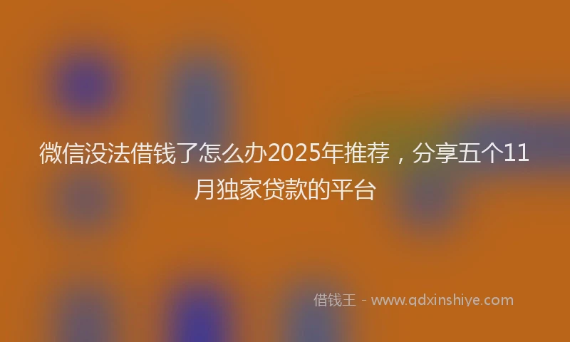 微信没法借钱了怎么办2025年推荐，分享五个11月独家贷款的平台