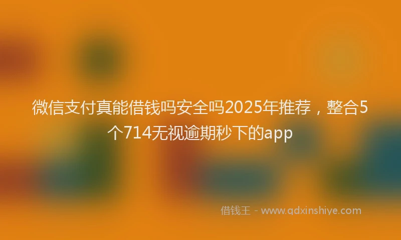 微信支付真能借钱吗安全吗2025年推荐，整合5个714无视逾期秒下的app