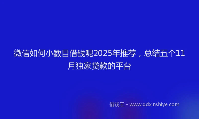 微信如何小数目借钱呢2025年推荐，总结五个11月独家贷款的平台