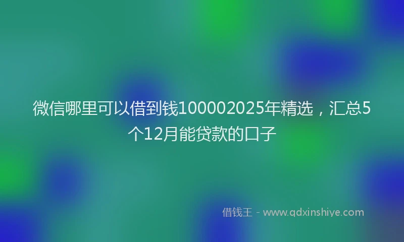 微信哪里可以借到钱100002025年精选，汇总5个12月能贷款的口子