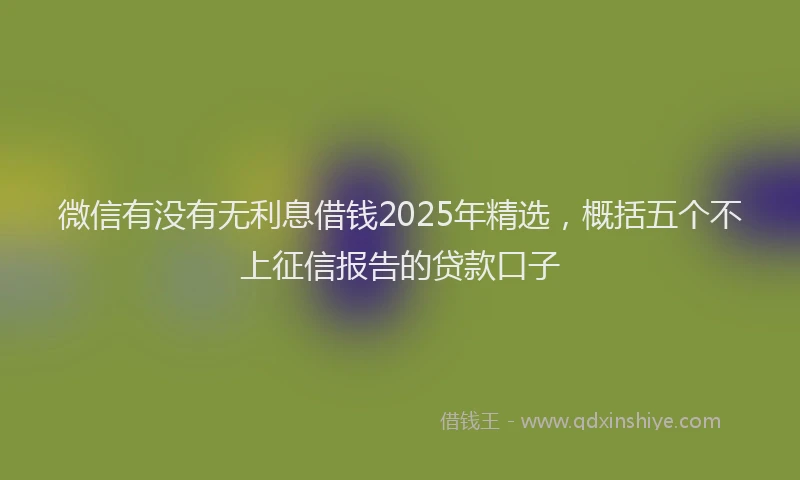 微信有没有无利息借钱2025年精选，概括五个不上征信报告的贷款口子
