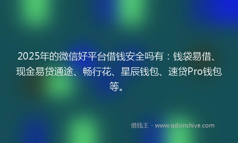 2025年的微信好平台借钱安全吗有：钱袋易借、现金易贷通途、畅行花、星辰钱包、速贷Pro钱包等。