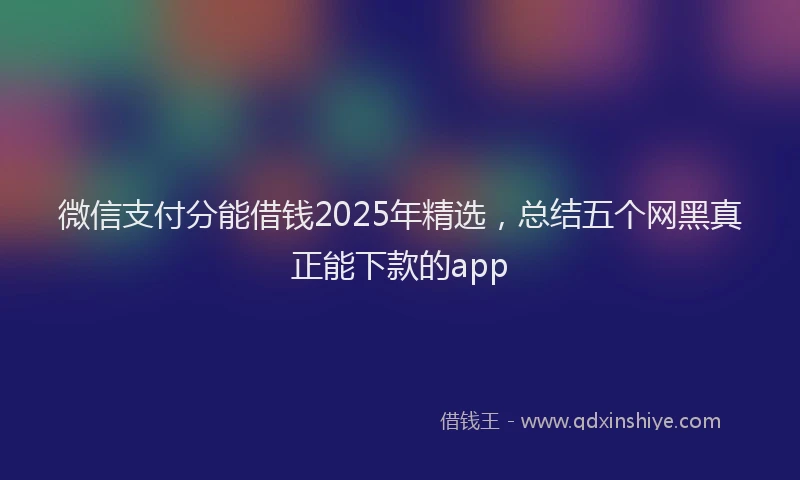 微信支付分能借钱2025年精选，总结五个网黑真正能下款的app