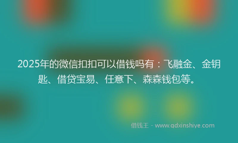 2025年的微信扣扣可以借钱吗有：飞融金、金钥匙、借贷宝易、任意下、森森钱包等。