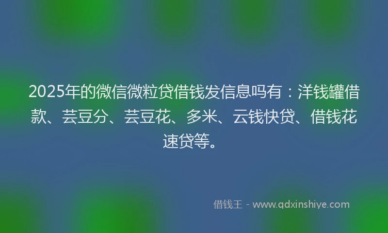 2025年的微信微粒贷借钱发信息吗有：洋钱罐借款、芸豆分、芸豆花、多米、云钱快贷、借钱花速贷等。