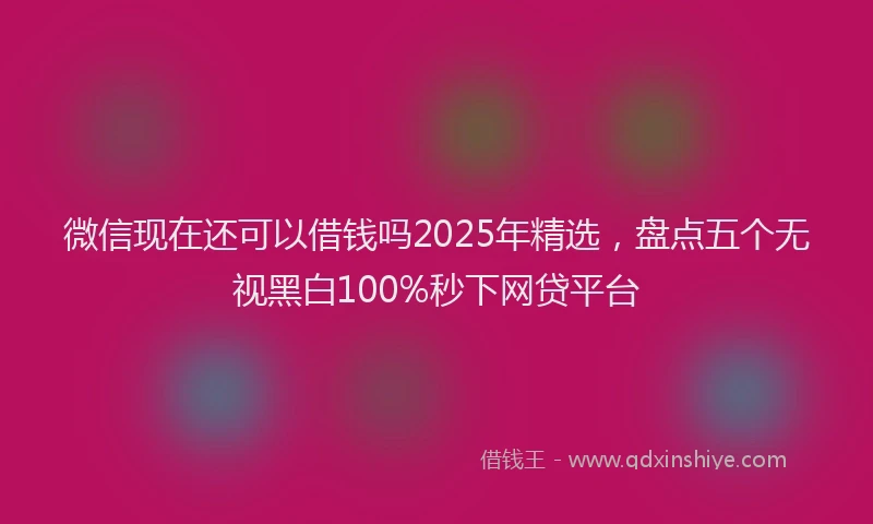 微信现在还可以借钱吗2025年精选，盘点五个无视黑白100%秒下网贷平台