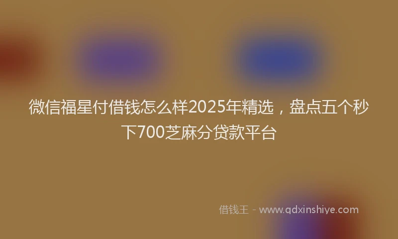 微信福星付借钱怎么样2025年精选，盘点五个秒下700芝麻分贷款平台