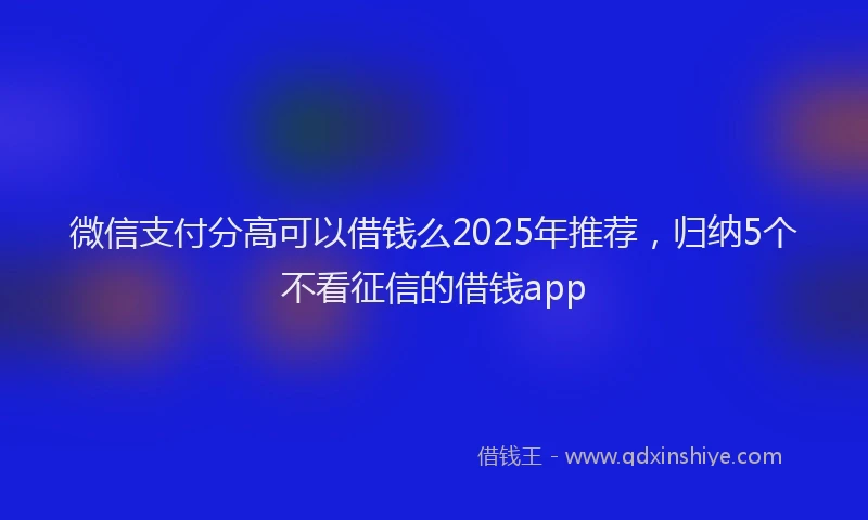 微信支付分高可以借钱么2025年推荐，归纳5个不看征信的借钱app