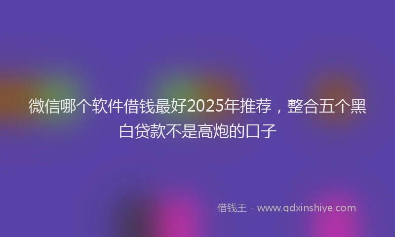 微信哪个软件借钱最好2025年推荐，整合五个黑白贷款不是高炮的口子