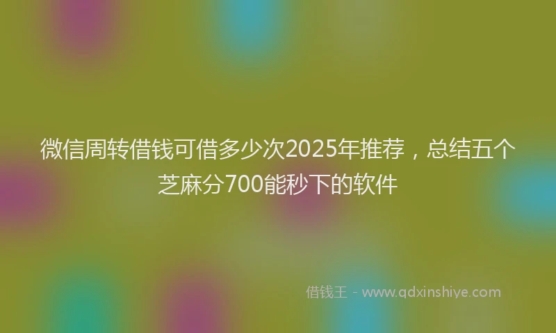 微信周转借钱可借多少次2025年推荐，总结五个芝麻分700能秒下的软件