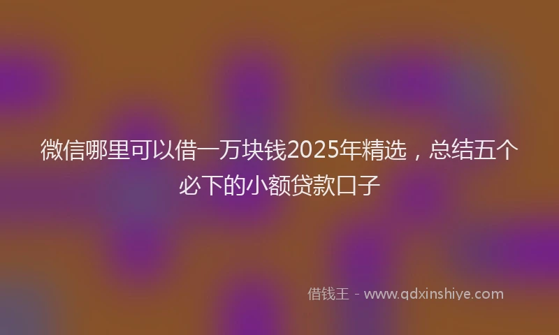 微信哪里可以借一万块钱2025年精选，总结五个必下的小额贷款口子