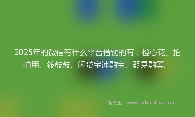 2025年的微信有什么平台借钱的有：橙心花、拍拍用、钱鼓鼓、闪贷宝速融宝、甄易融等。