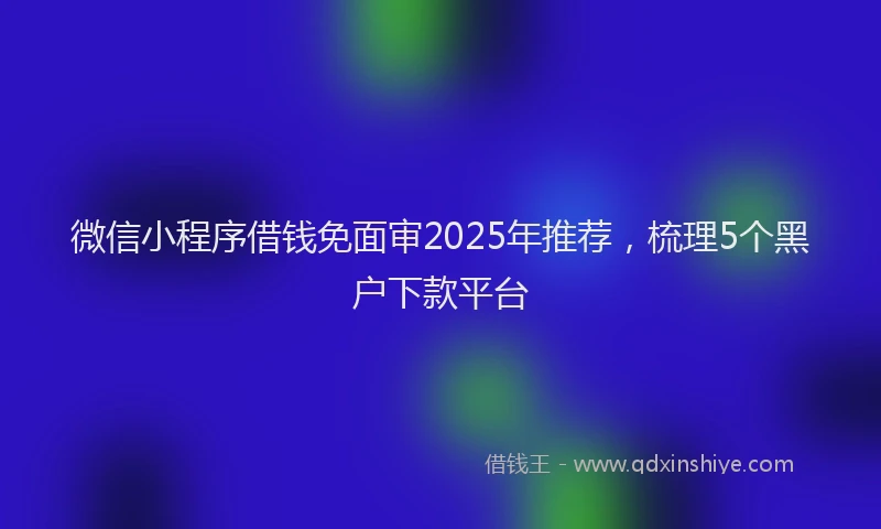 微信小程序借钱免面审2025年推荐，梳理5个黑户下款平台