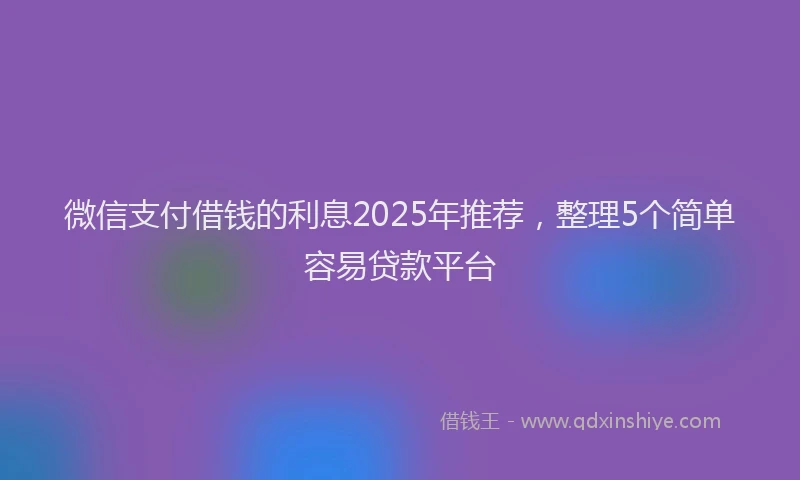 微信支付借钱的利息2025年推荐，整理5个简单容易贷款平台