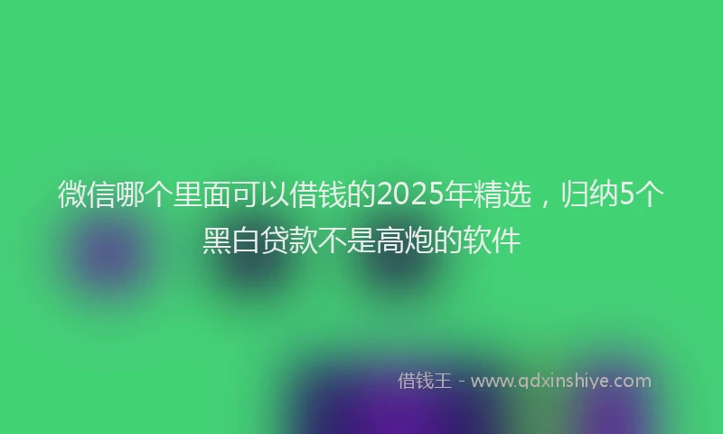 微信哪个里面可以借钱的2025年精选，归纳5个黑白贷款不是高炮的软件