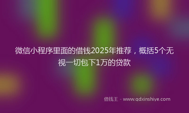 微信小程序里面的借钱2025年推荐，概括5个无视一切包下1万的贷款
